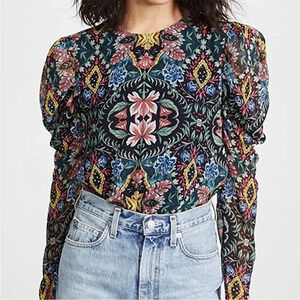 Rebecca Minkoff Sarabeth floral long sleeve blouse sz xxs
